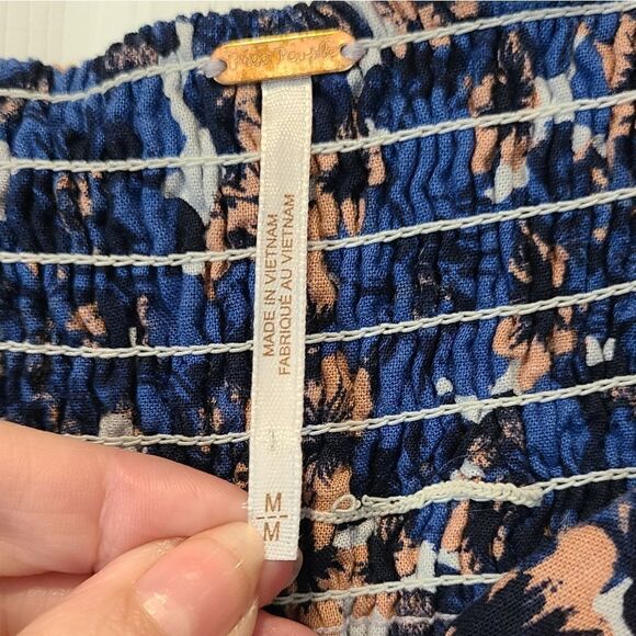 Free People Linen Blend Pattern Play Mini Floral Dress Cool Combo, Boho | M - Picture 3 of 12